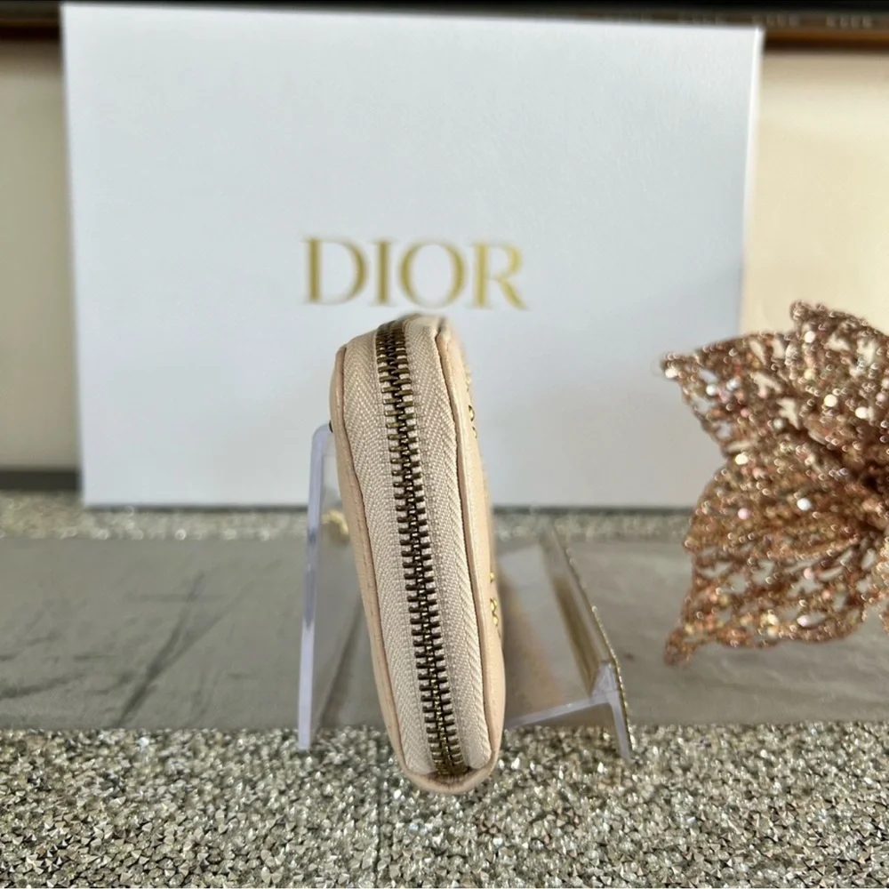 Lady Dior Voyageur Wallet Pink Studded Cannage Leather